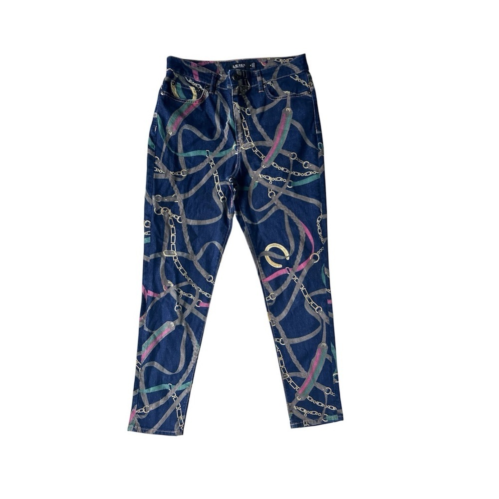 Lauren Ralph Lauren High Rise Equestrian Print Jeans 8 Black
Label pants